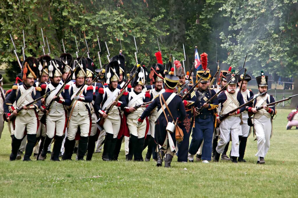 The French Old Guard marching to the battle field